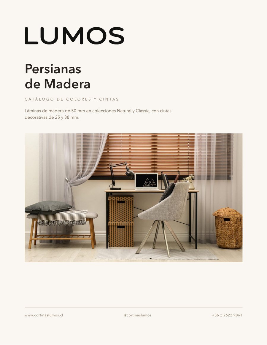 Catálogo de Persianas de Madera Lumos 2026