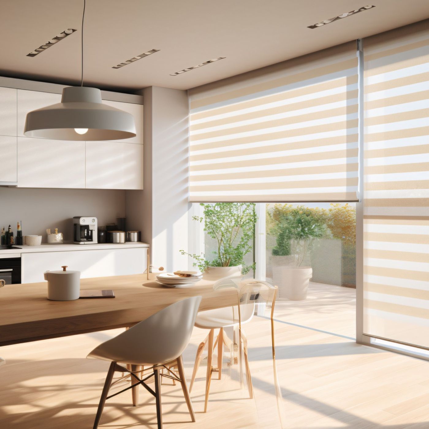 Cortinas roller duo en cocina comedor
